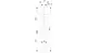 Vertikale Brunnenpumpe von Grundfos mit einem schlanken Design und verschiedenen Höhenmarkierungen. Anordnung zeigt Anschlüsse und Maße.